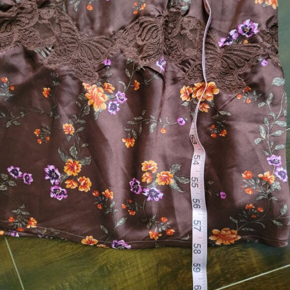 Free People Butterfly Babe Maxi Dress Womens M Y2K Chocolate Brown Lace Satin - Picture 8 of 8